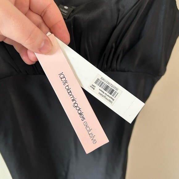 Aqua Sleek Classic Black Satin Mini Dress Size Small - Picture 7 of 9